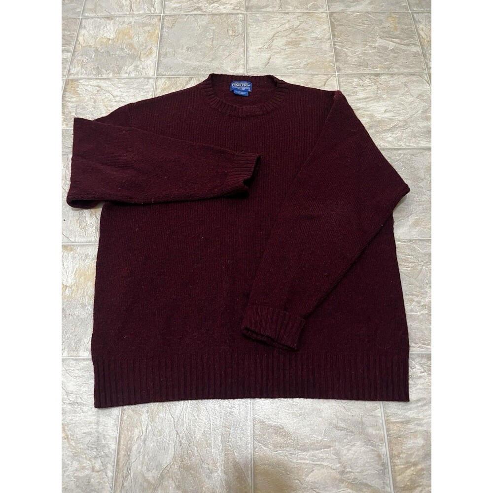 Pendleton Men’s XL 100% Shetland Wool Crewneck Sweater Burgundy